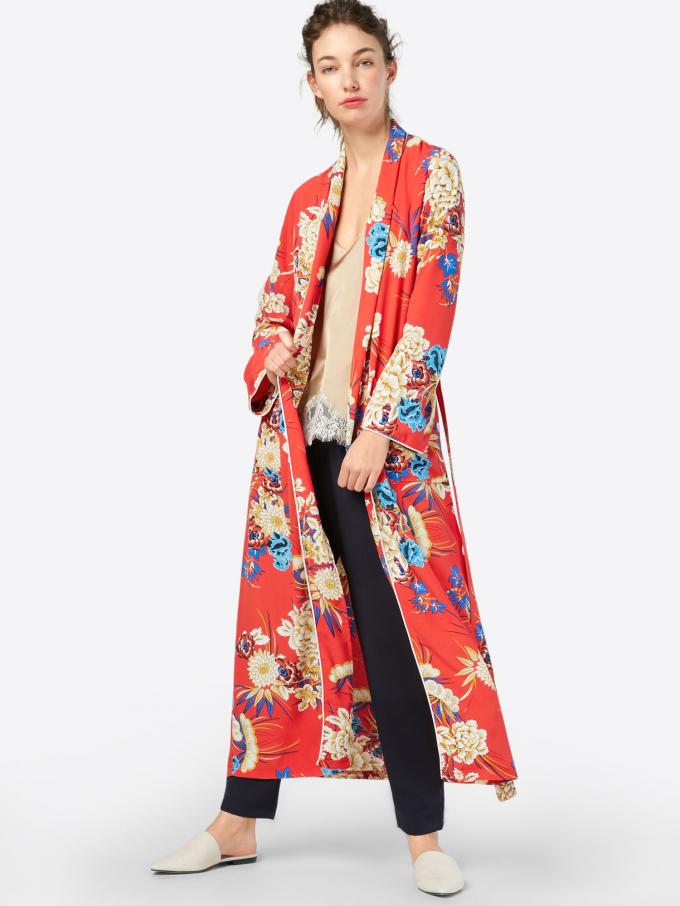 Kimono fleuri rouge