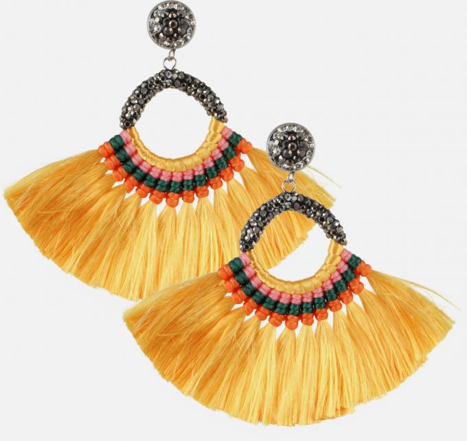 Boucles d'oreilles à pompons jaunes