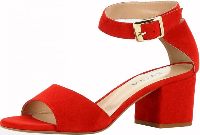 Rode sandalen met blokhak