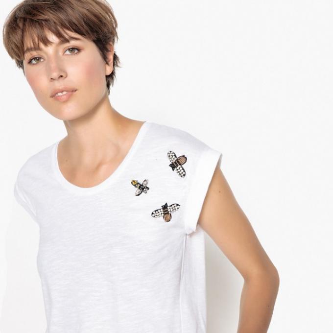 T-shirt avec broderies insectes