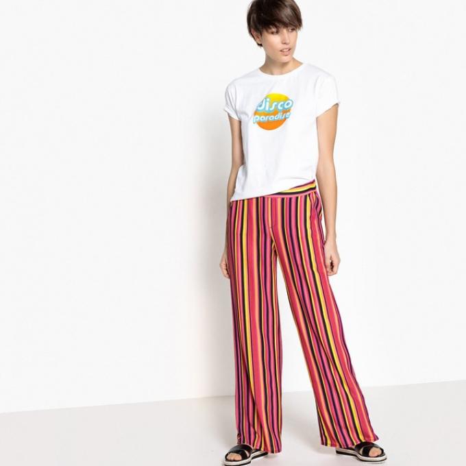 Pantalon à rayures multicolores flashy