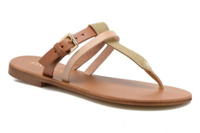 Camel slippers met stras