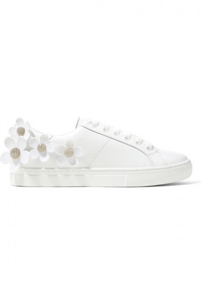 Witte sneakers met daisy's