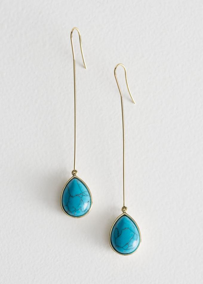 Longues boucles d'oreilles avec pierres turquoise