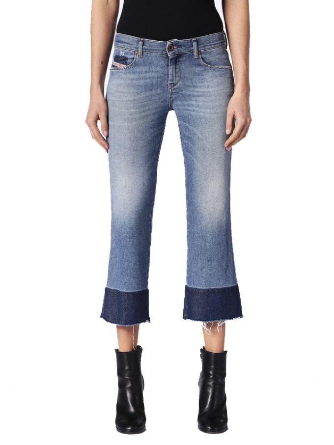 Cropped flare jeans met kleurschakering