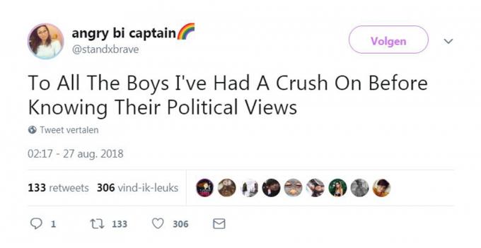 Aan alle jongens op wie ik een crush had voor ik hun politiek standpunt wist
