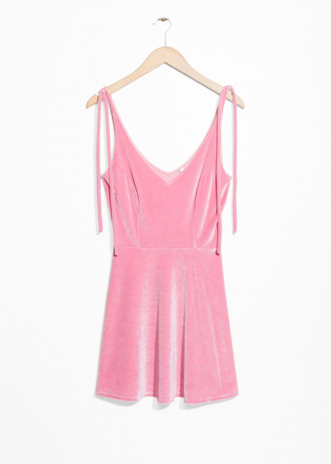 Slip dress en velours rose