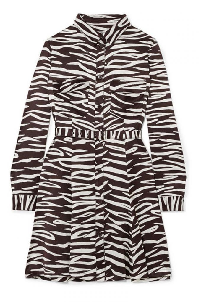 Satijnen jurk met zebraprint