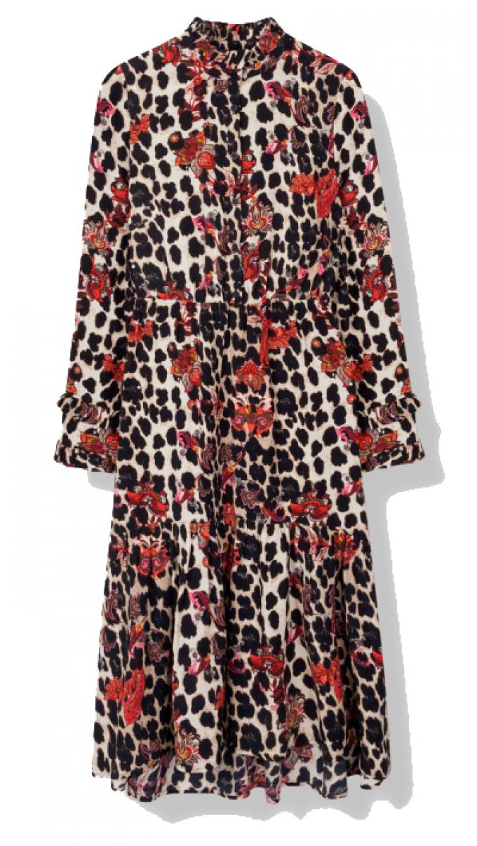 Maxi-jurk met luipaardprint en bloemen