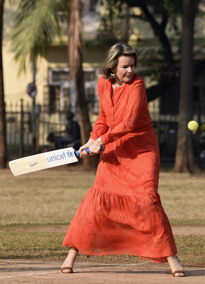 Koningin Mathilde speelt cricket - India, 10 november 2017