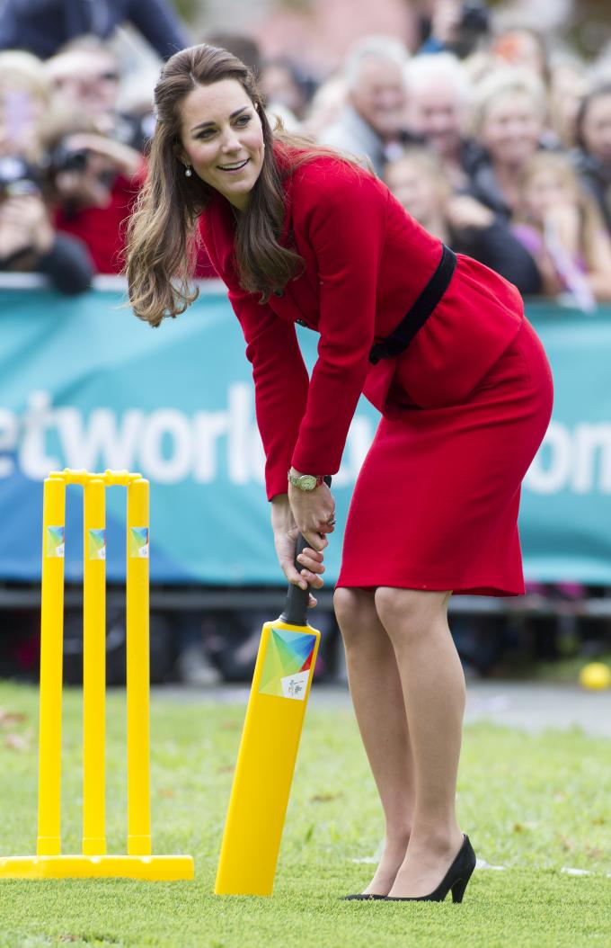 Kate Middleton speelt cricket - Christchurch (Nieuw-Zeeland), 14 april 2014