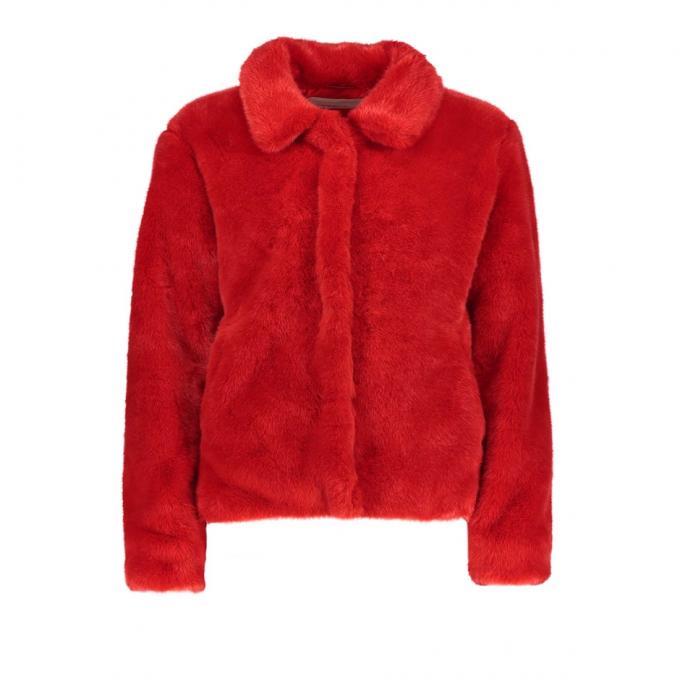 Kort rood faux fur jasje