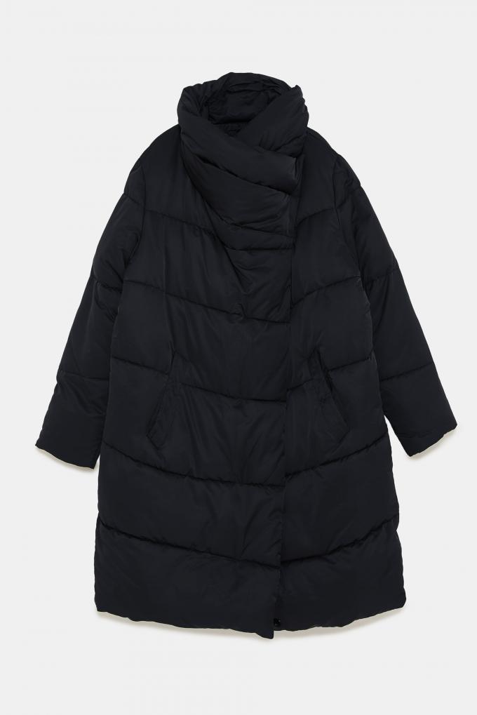Zara: gewatteerde jas met omslagkraag