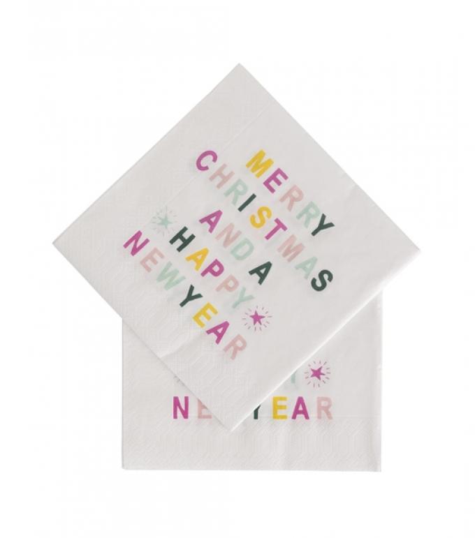 Serviettes 'Merry Christmas and a Happy New Year'