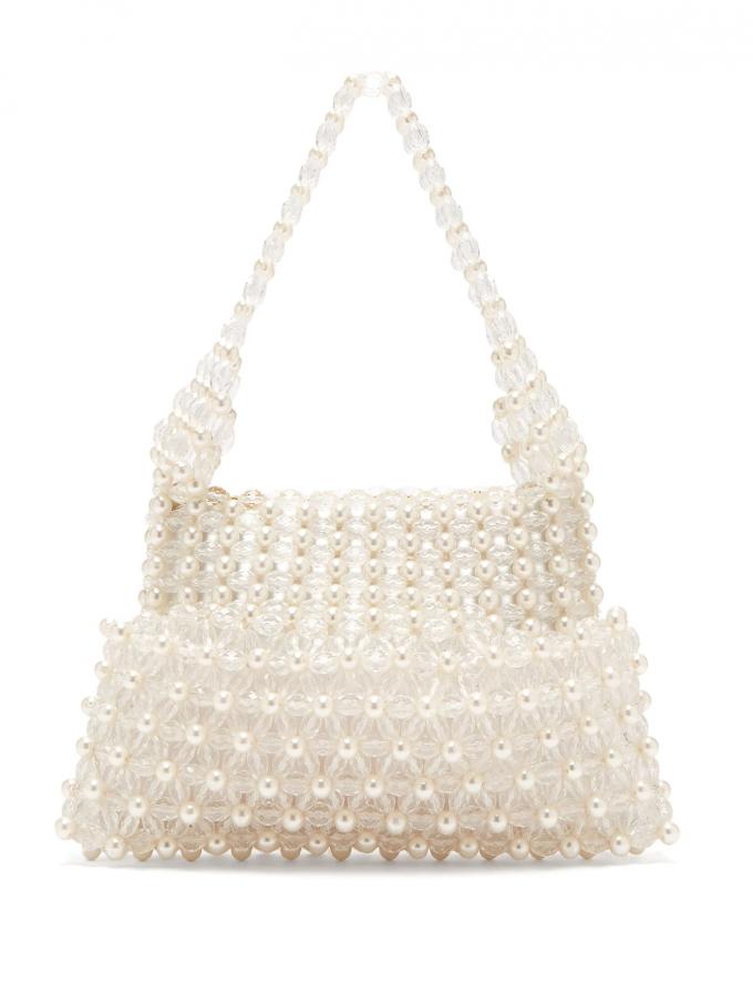 Quinn faux pearl-embellished bag wit
