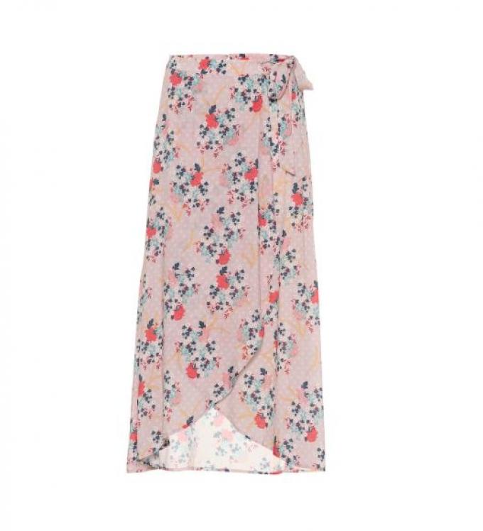 Roze rok met bindbare strik en bloemenprint