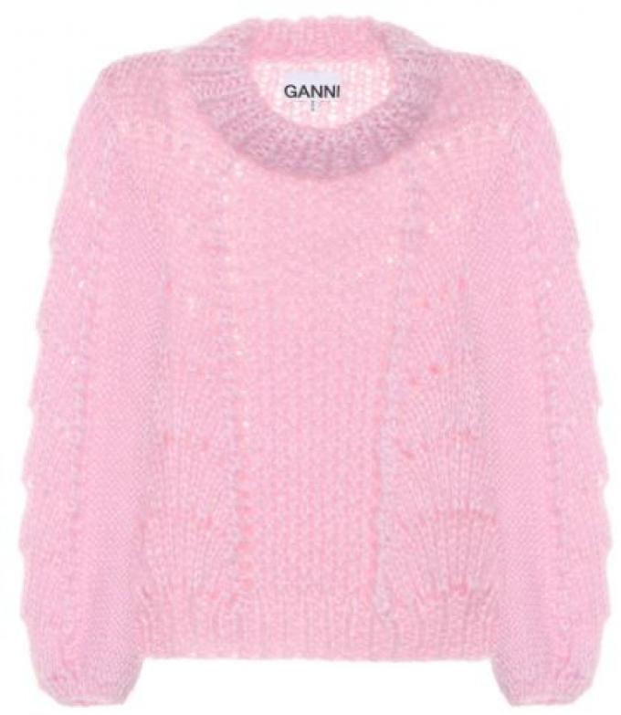 Ganni pink sweater in wol