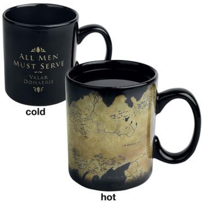Une tasse qui révèle la carte de Westeros une fois chaude