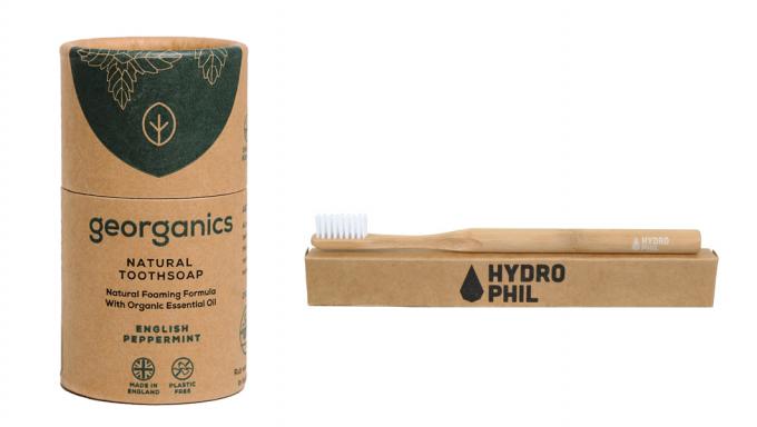 Tandenzeep van georganics & bamboe tandenborstel van Hydrophil