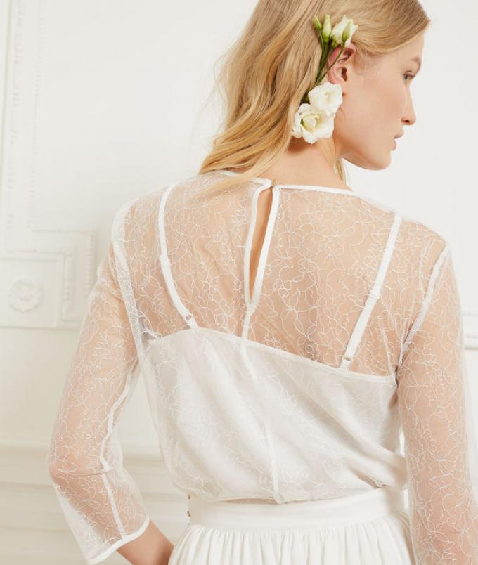TOP EN TULLE BRODÉ DE FLEURS - MYA - 49,00 €