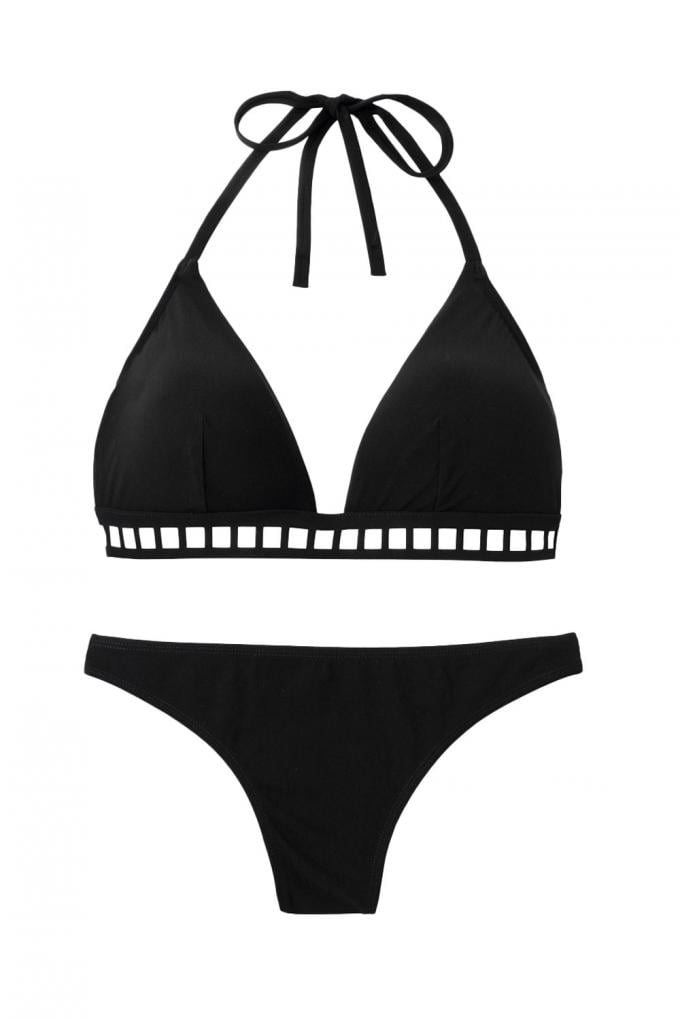 Zwarte bikini met uitgesneden detail