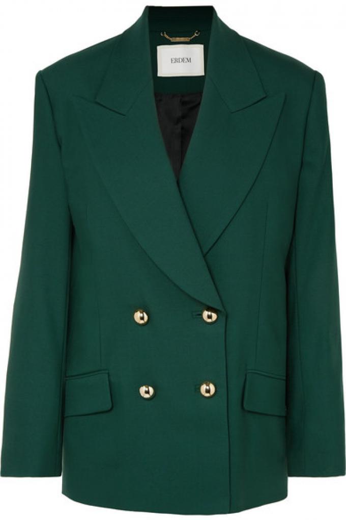 Groene blazer uit wolblend