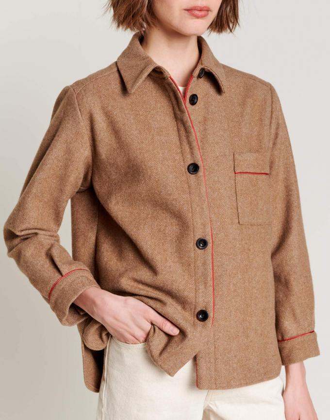 Wollen lumber jacket in bruin