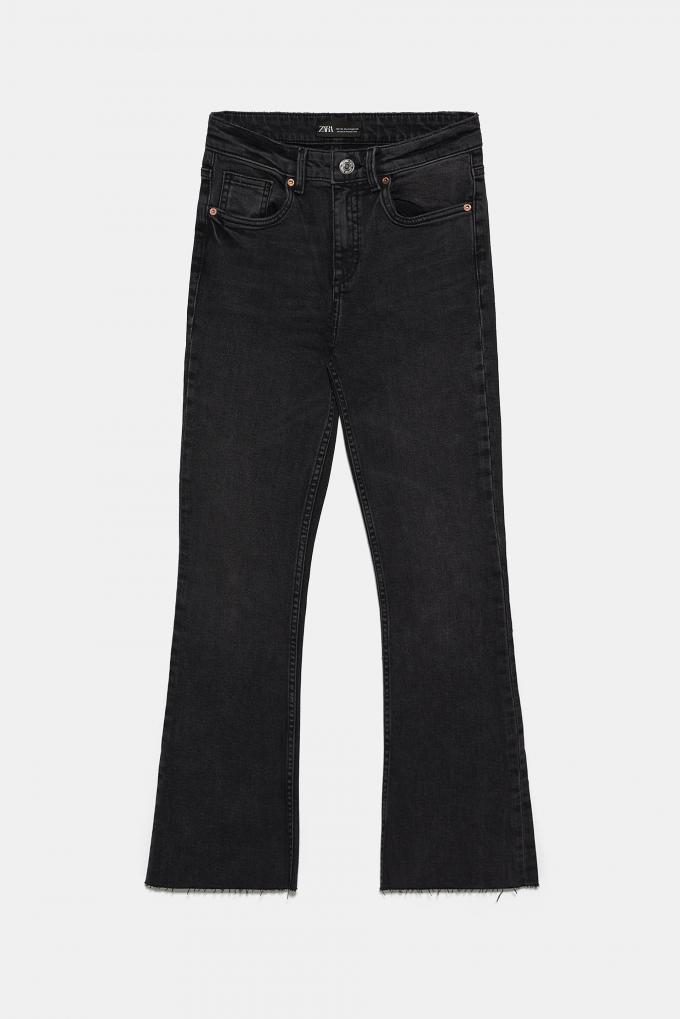 Cropped flare mid-rise jeans