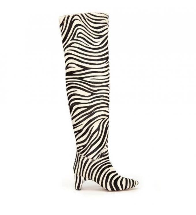 Over-the-knee zebra boots