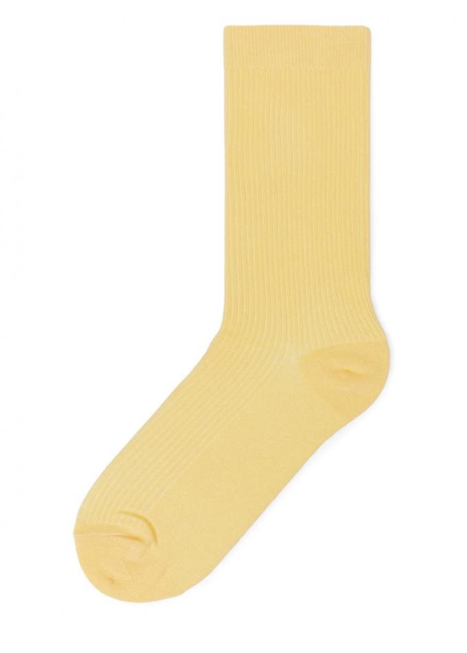 Gele geribbelde sokken
