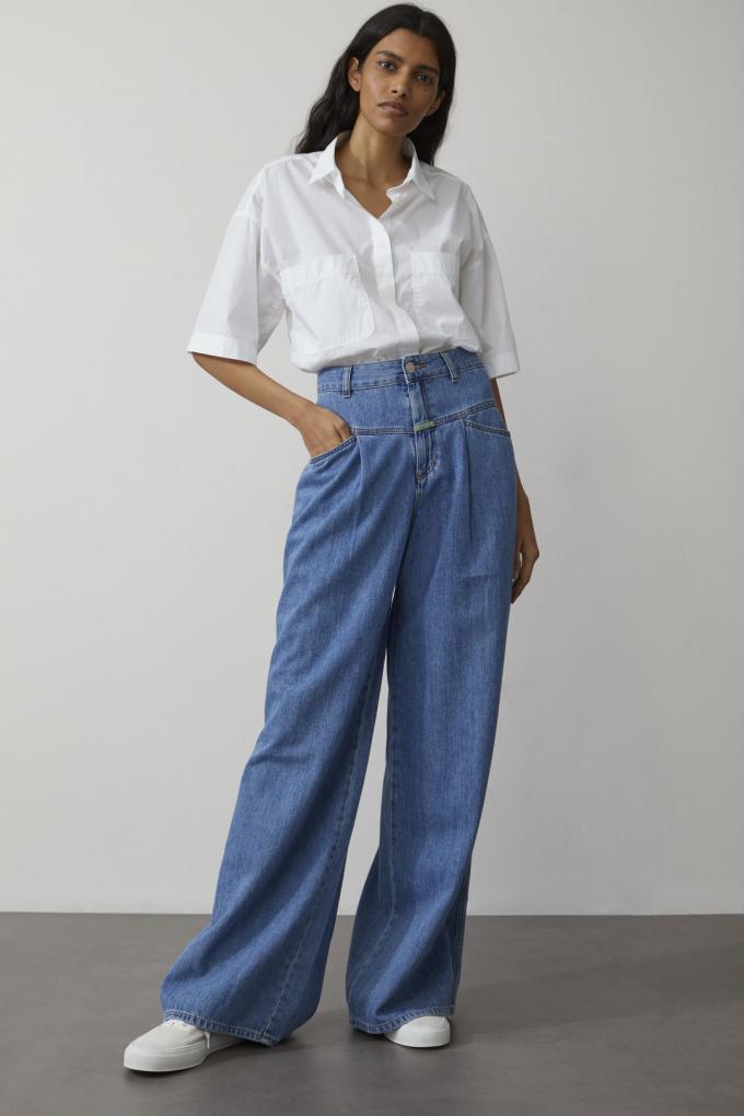Lage-taille jeans met wijde pijpen
