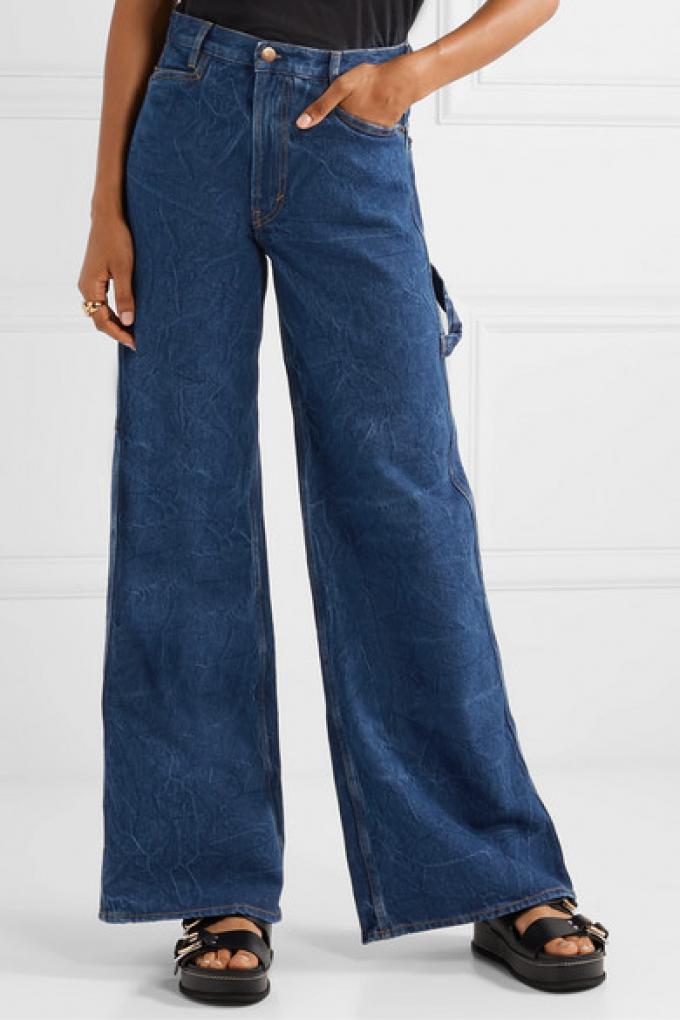 Hoge-taille jeans met brede pijpen
