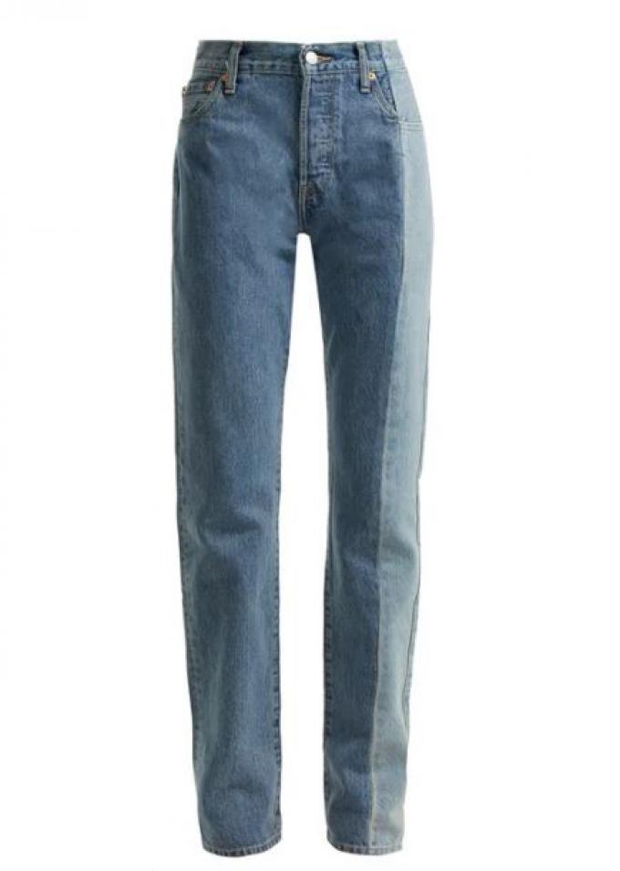 Tweekleurige jeans in basic mom-fit