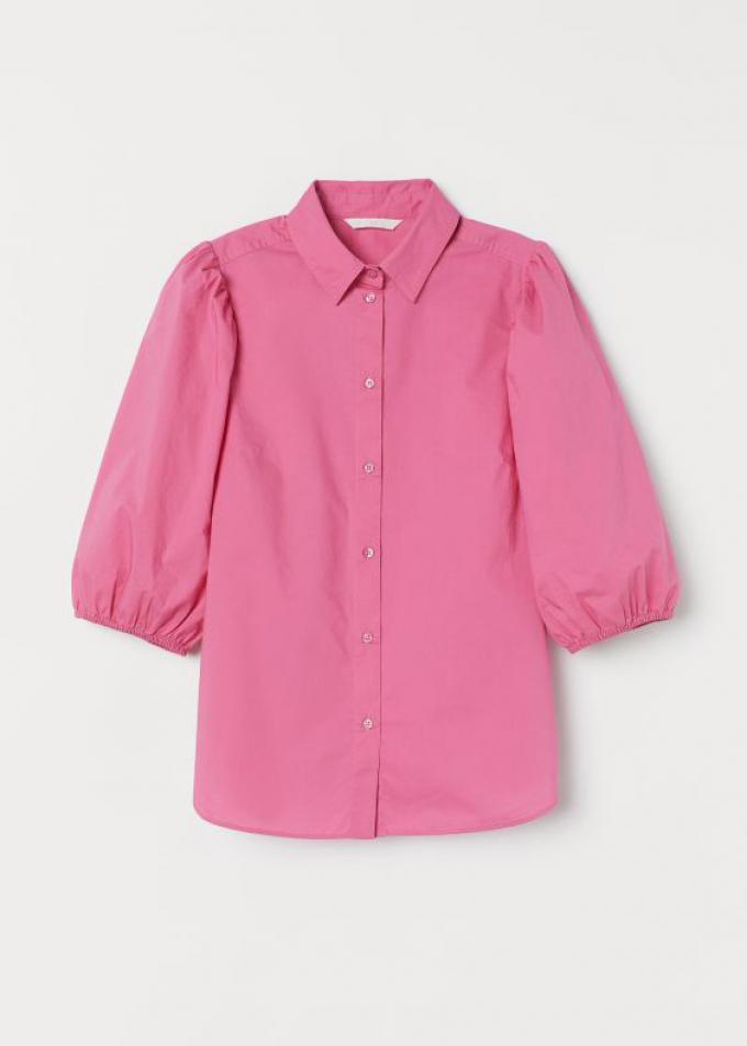 Roze blouse met pofmouwen