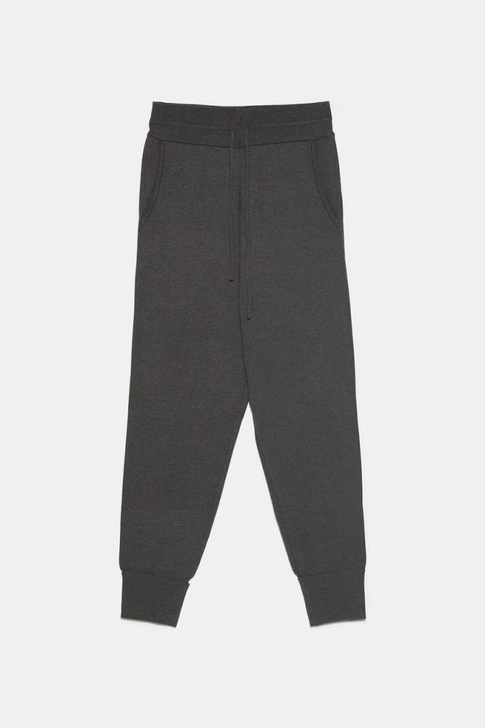 Tricot joggingbroek met elastische taille in grijs