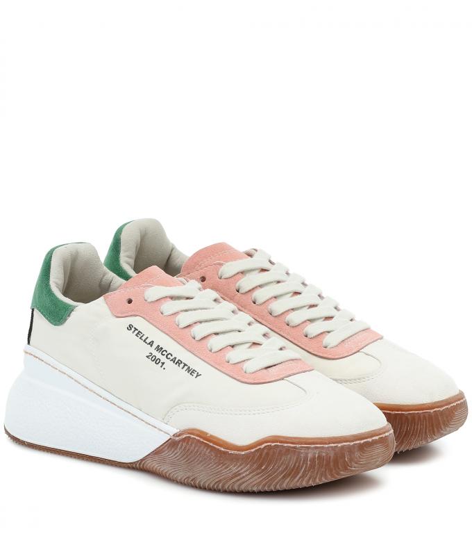 Vintage vibe loop sneakers met groen en roze