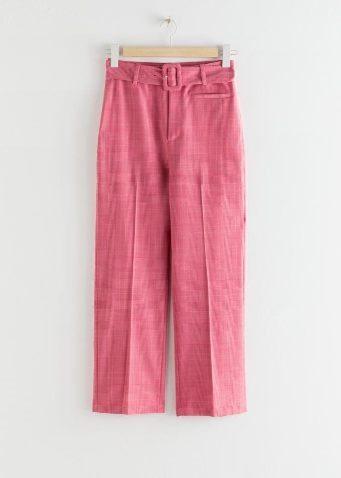 Roze pantalon met riem
