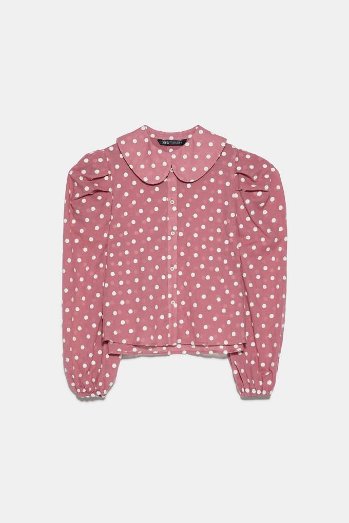 5. Roze blouse met polka dots