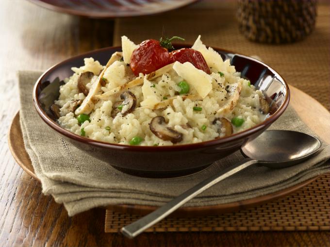 Risotto aux petits pois et champignons