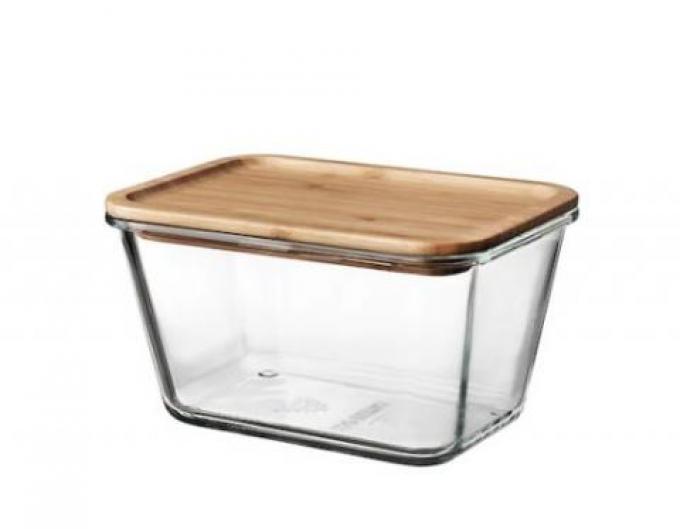 Boite de conservation en verre avec couvercle en bambou - IKEA