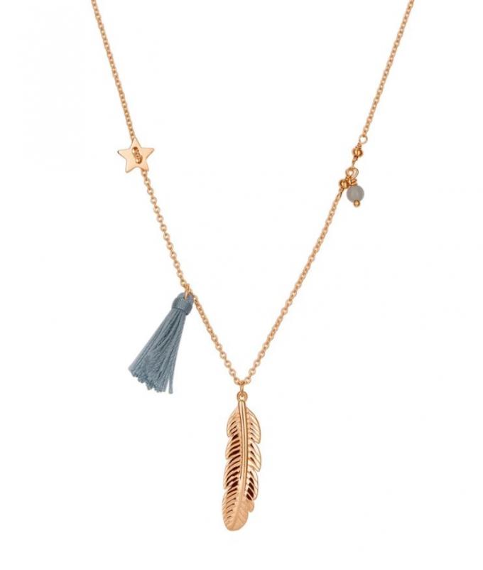 Collier rosé avec une plume