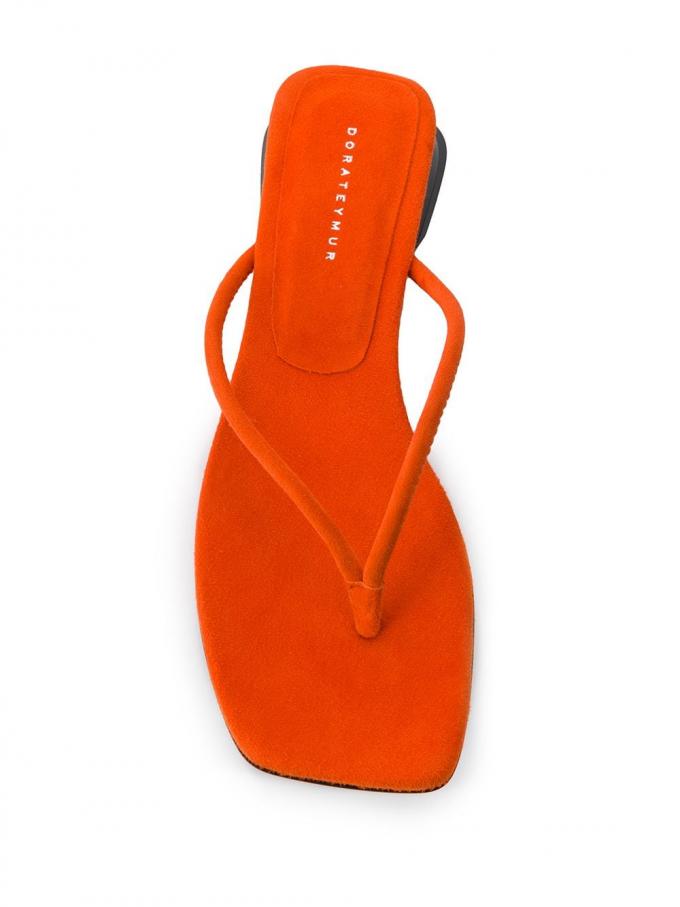 Oranje flip-flop met square toe