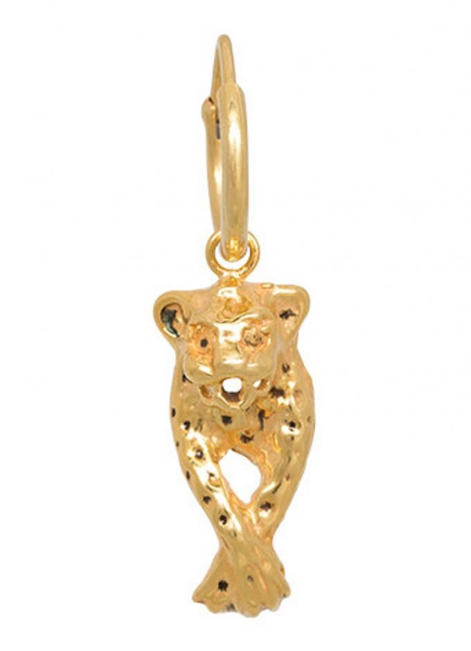 Boucle d'oreille en plaqué or avec léopard