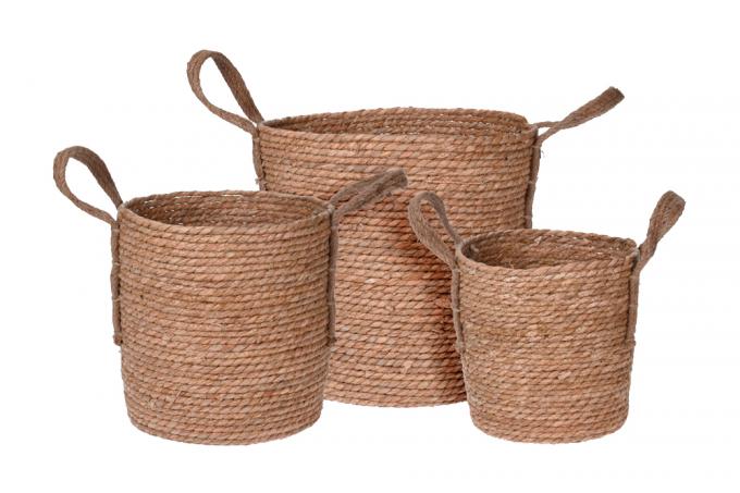 3-delige set rieten manden