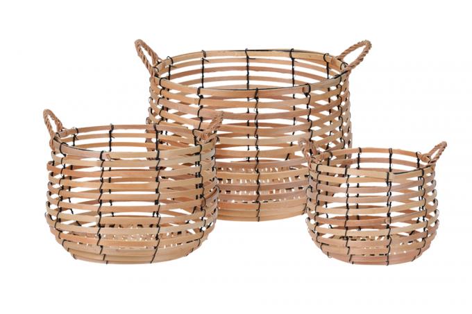 3-delige set houten manden