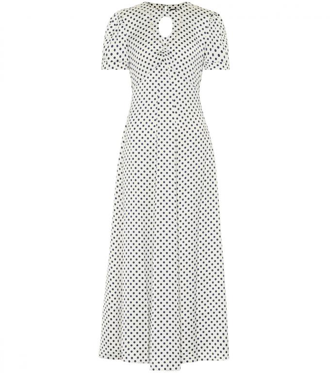 maxi-jurk in wit met polka dots