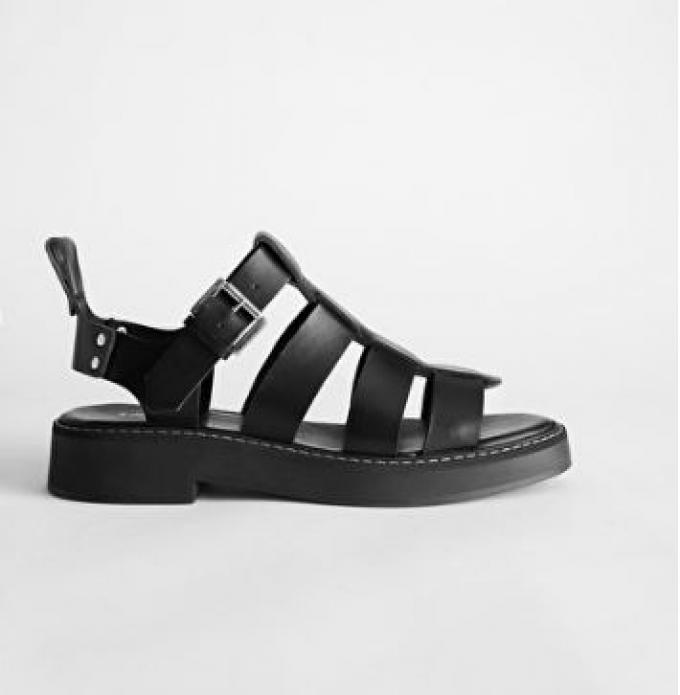 Chunky gladiatoren-sandalen in zwart leer