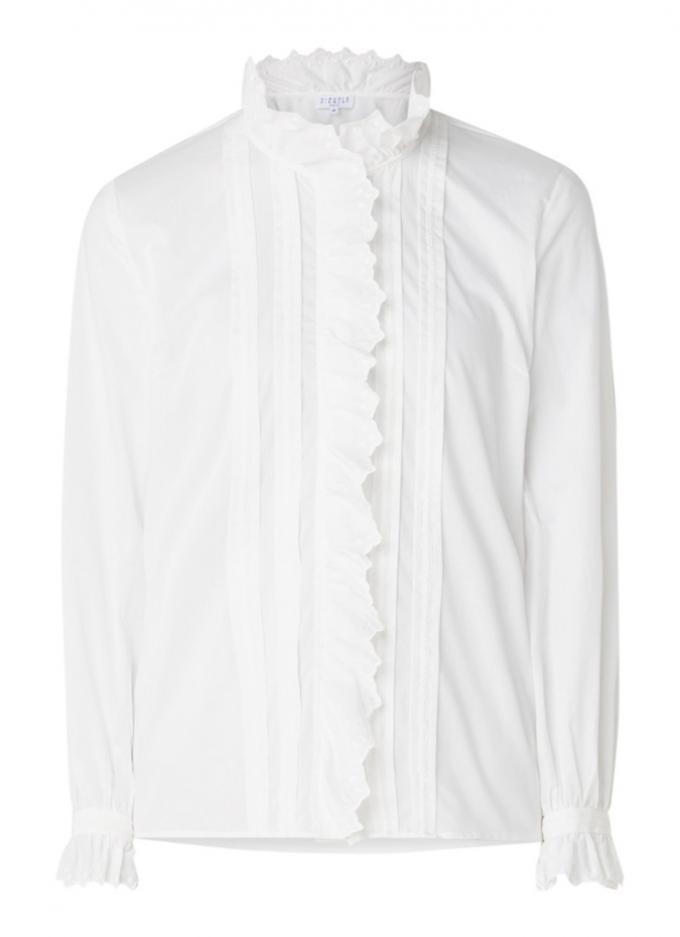 Witte blouse met opstaande kraag