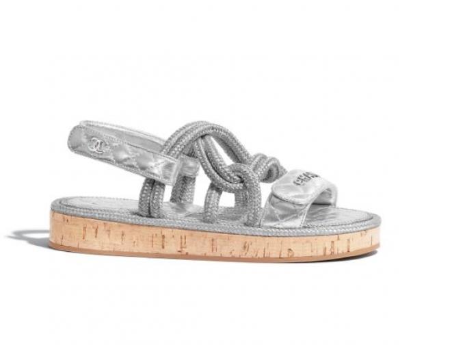 Chunky Chanel-sandaaltje in zilver