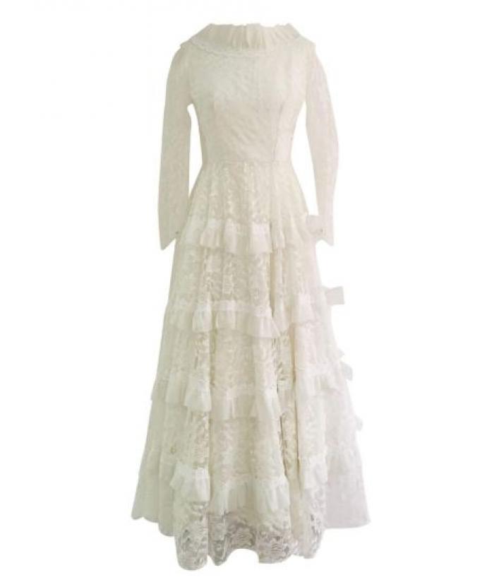 Vintage 1960's Irish lace trouwjurk